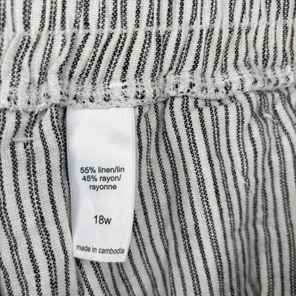 MAURICE'S NEW 5" Inseam Linen Blend Pull On Shorts Womens 18W Black White Stripe - Picture 5 of 7